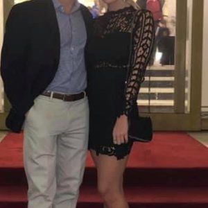 BY THE WAY. Lace black mini cocktail dress